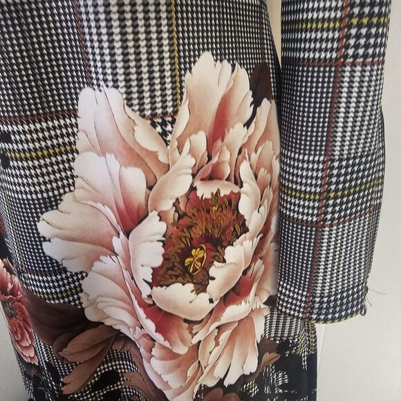 NWT 101 Idees Long Sleeve Tunic Dress Sz M/L Houndstooth Artsy Boho Chic S0377 - Picture 3 of 11